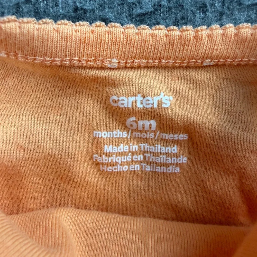 Carter's Bodysuit Baby Girls‎ 6M Orange Polka Dot Sleeveless Snap Romper